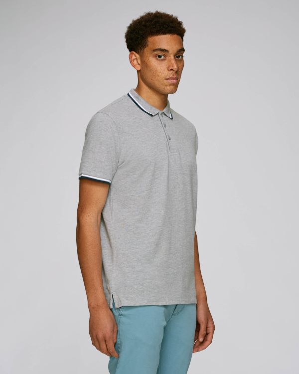 heather grey/white/french navy