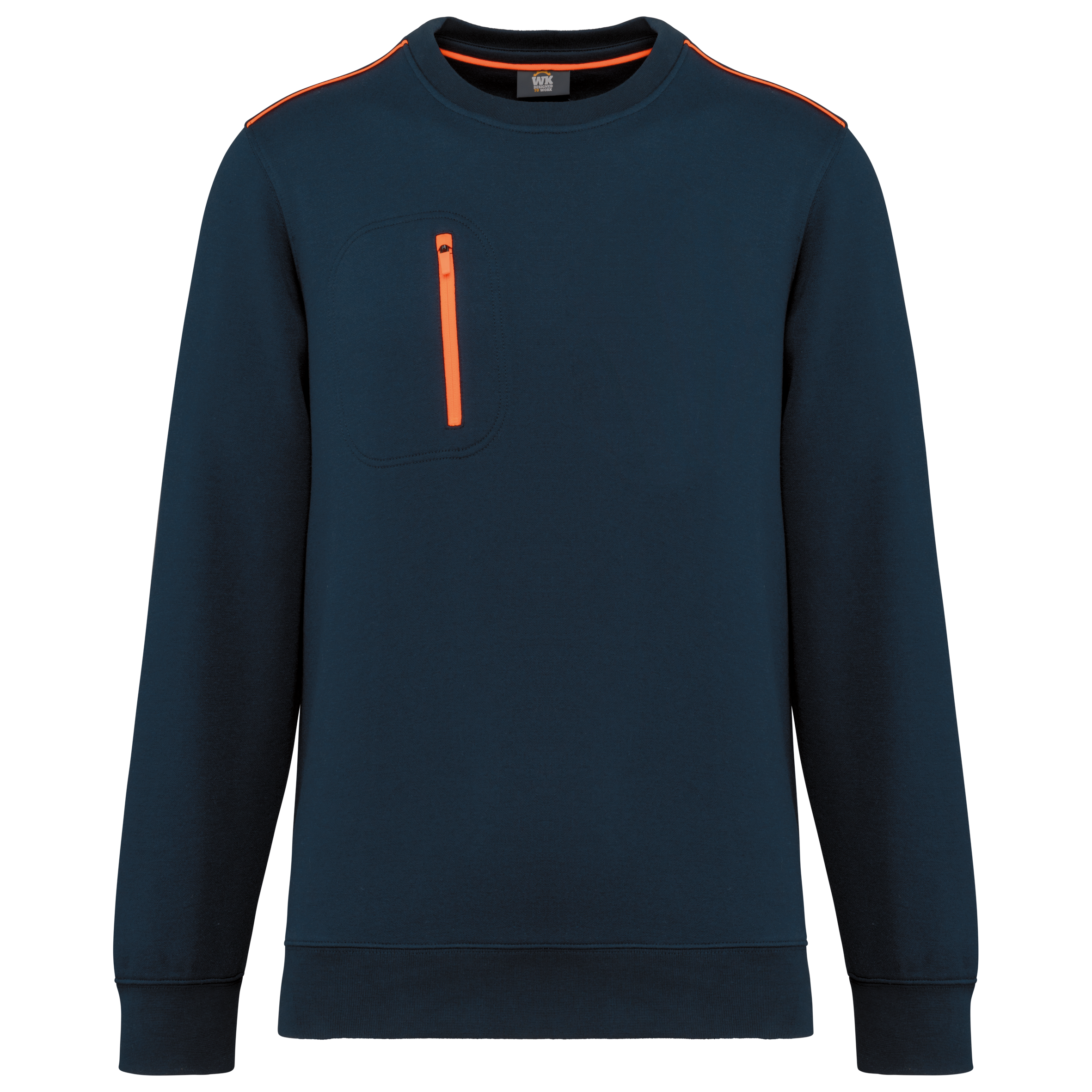 navy/fluorescent orange
